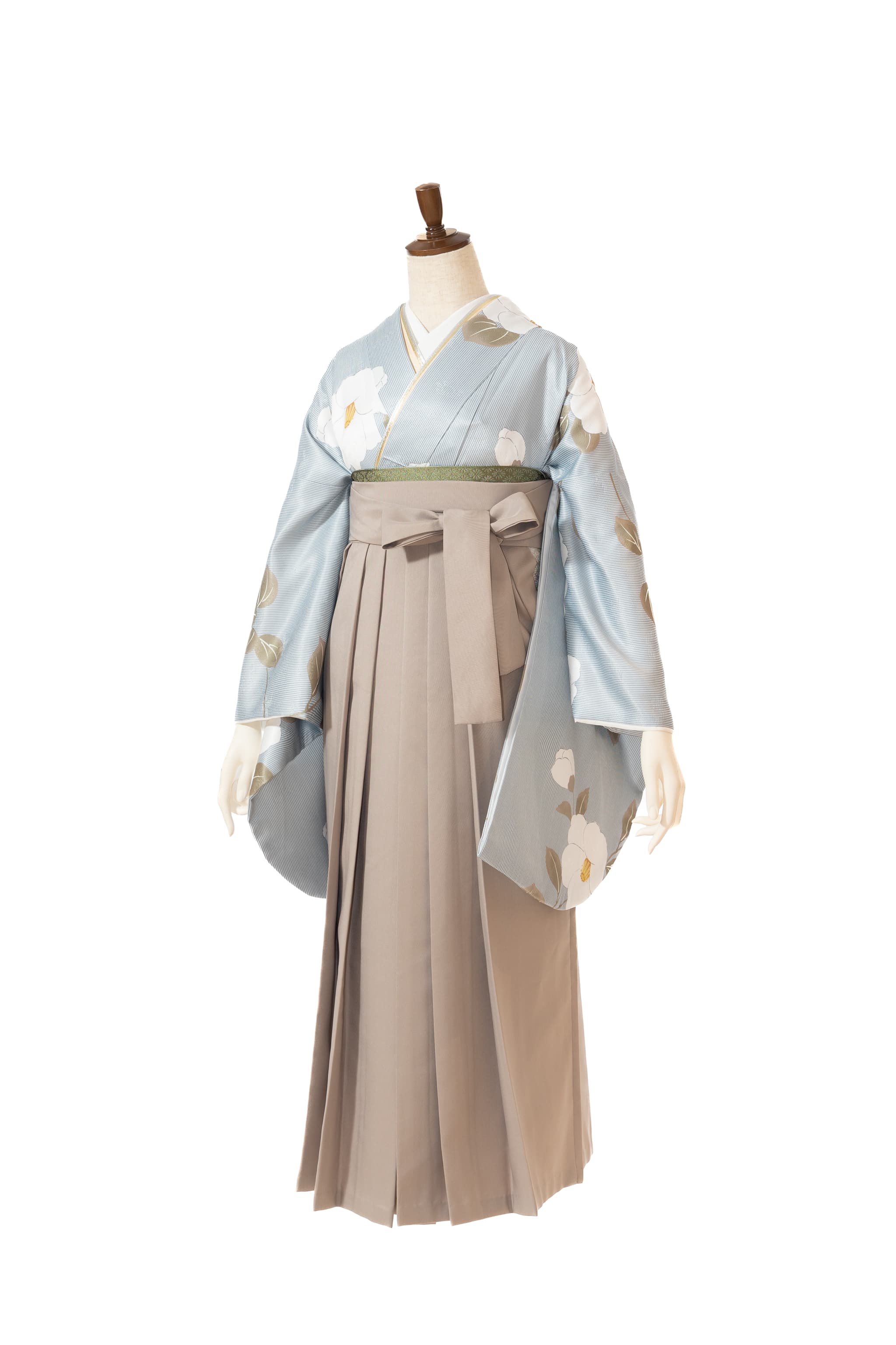 縞文様に椿